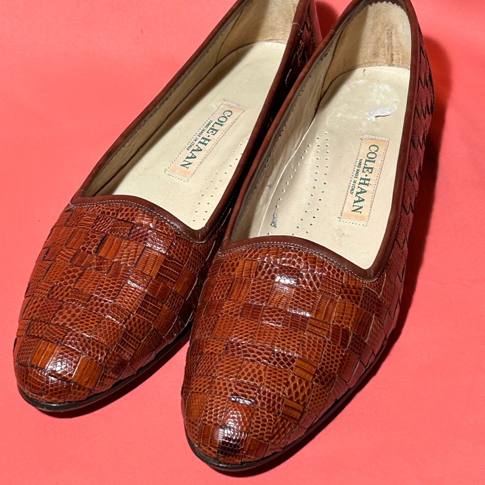 COLE HAAN brown, woven leather loafers.  Size 11AA.